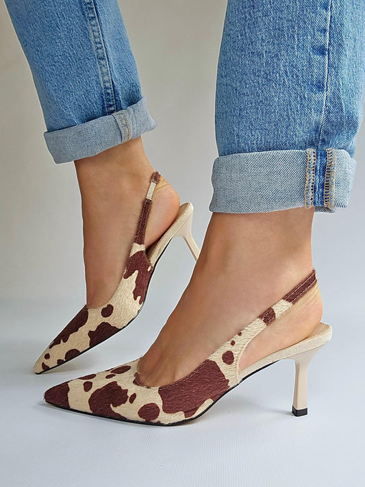 Escarpins slingback Vache