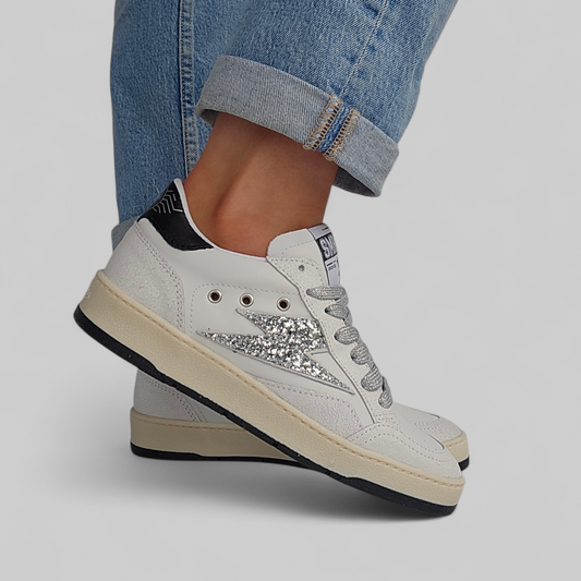 Baskets Semerdjian Dany D342 Blanc & Glitter Argent