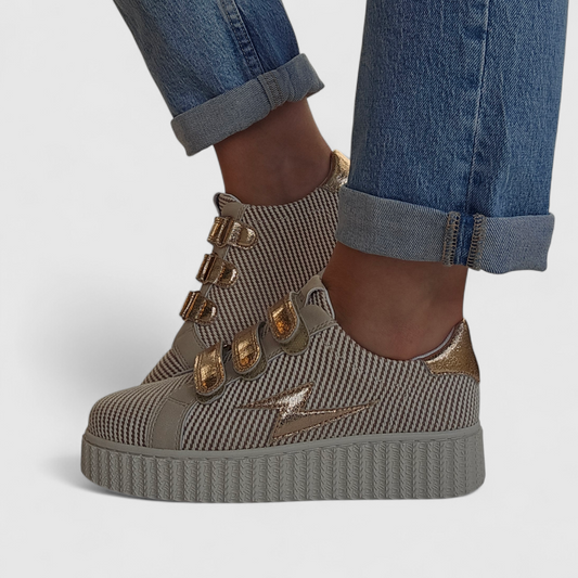 Baskets Vanessa Wu - MAGGIE Rayure Taupe