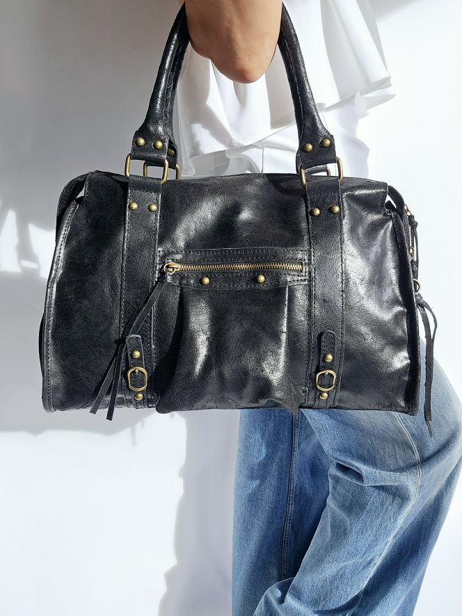 Sac Balou cuir grand modèle 100% cuir Noir