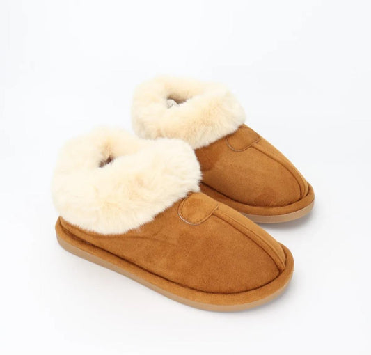 Pantoufles fourrées Camel