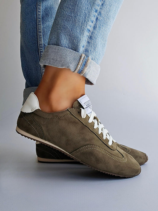 Baskets plates Corina suédine Kaki