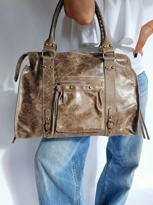 Sac Balou cuir Grand Taupe