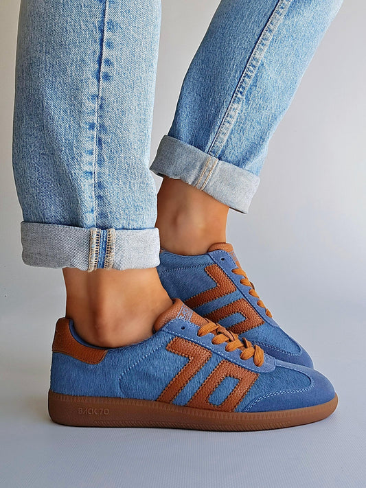 Baskets Back70 cloud poulain Bleu & Camel