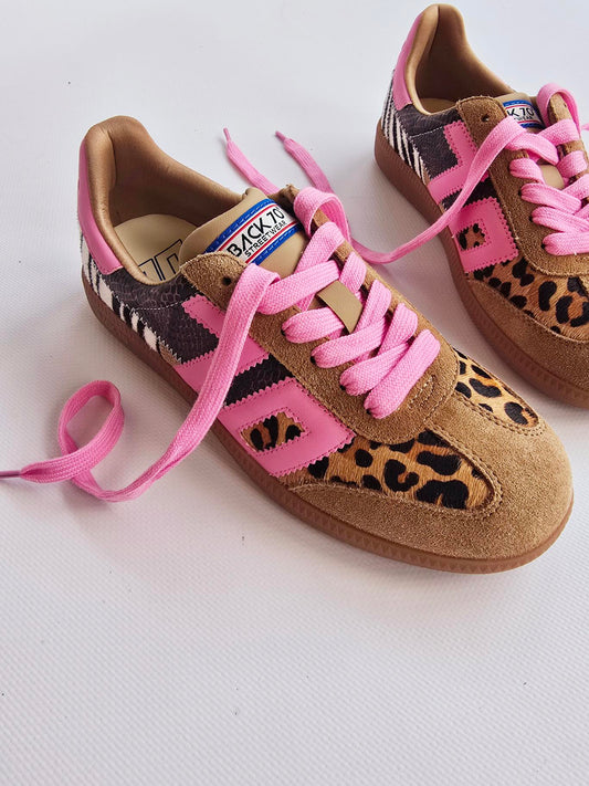 Baskets Back70 cloud Léopard & Zèbre Rose