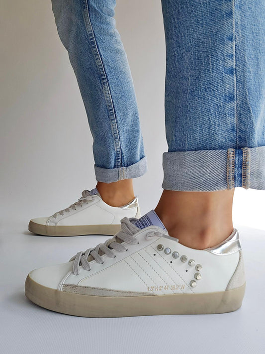 Baskets éclair Corina détails rivets Blanc