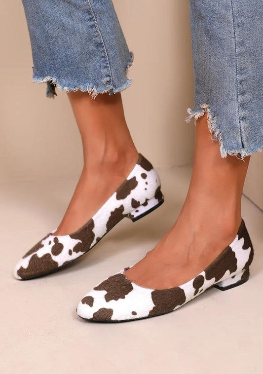 Ballerines petits talon motif Vache
