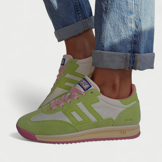 Baskets Back70 Barkley jogger Vert Pomme / Rose