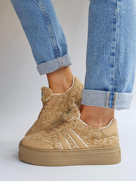 Basket semelle plate-forme extra légère effet texturé ultra doux Taupe