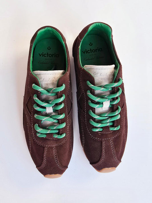 Baskets Victoria ASTER cuir fendu Chocolat