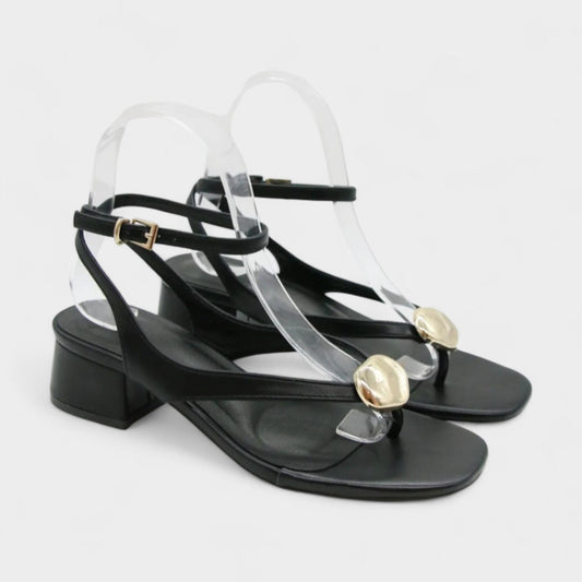 Sandales bijoux à talon – Nu-pieds élégants Noir