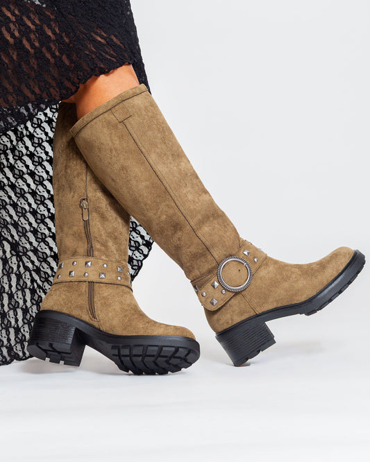 Bottes suédine à boucle - Antea S/M Kaki