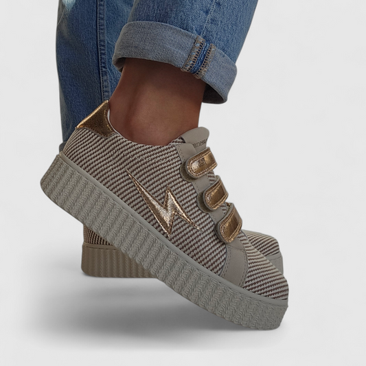 Baskets Vanessa Wu - MAGGIE Rayure Taupe