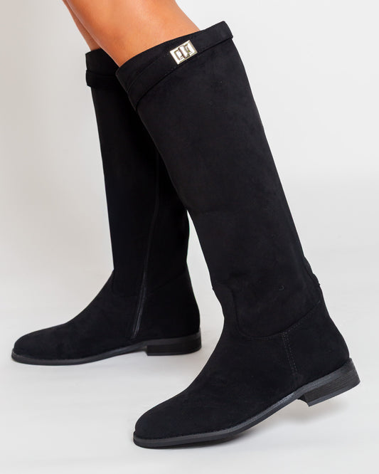 Bottes cavalières femme suédine Noir