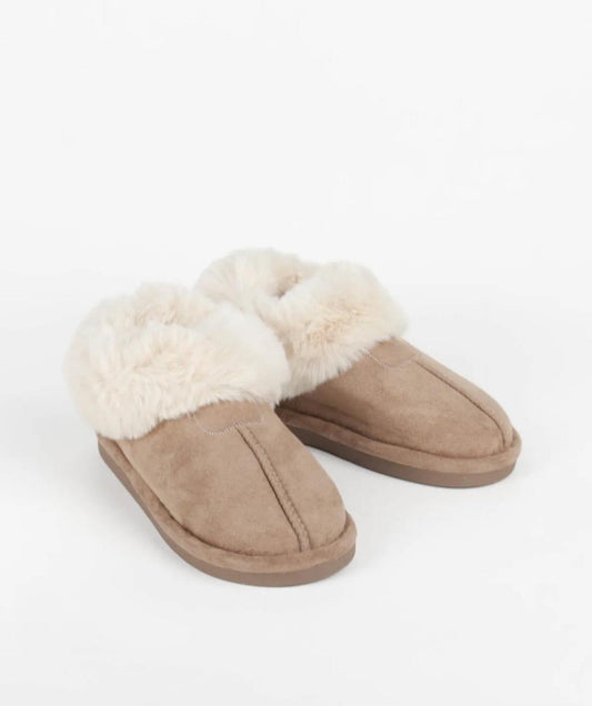 Pantoufles chaussons fourrées Taupe