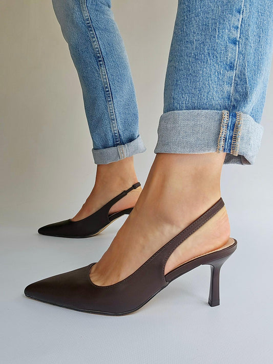 Escarpins slingback Marron