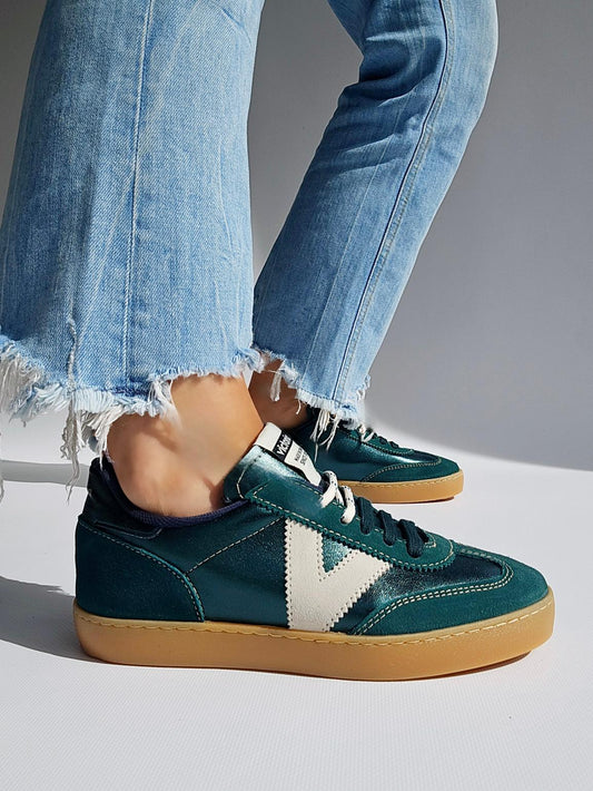 Baskets Victoria BERLÍN CICLISTA effet cuir & cuir tendu Vert