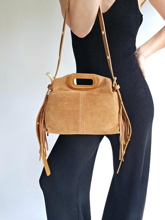 Sac frange bandouillère rivets Petit Camel