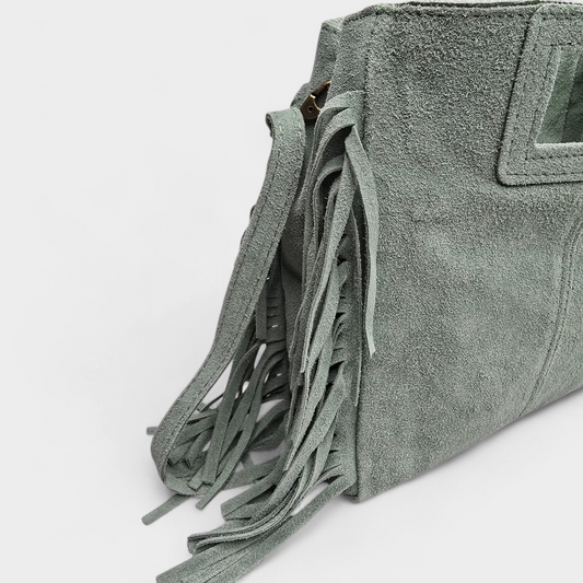 Sac frange rectangle - bandouillère Vert pastel