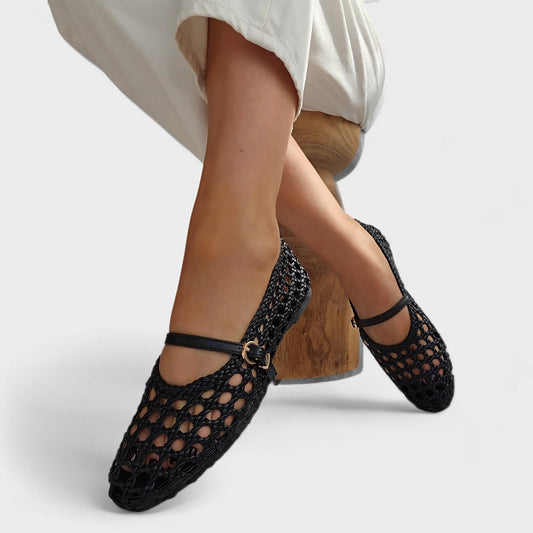 Babbies tressées bride réglable – Noir