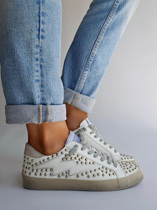 Baskets éclair Corina rivets Blanc