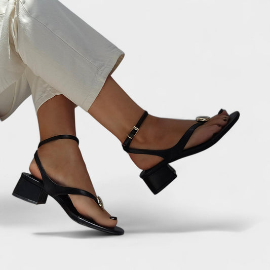 Sandales bijoux à talon – Nu-pieds élégants Noir