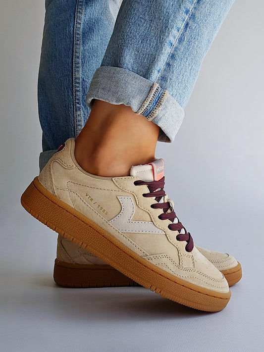 Baskets Victoria - SMASH semelle mémoire de forme Beige & bordeaux