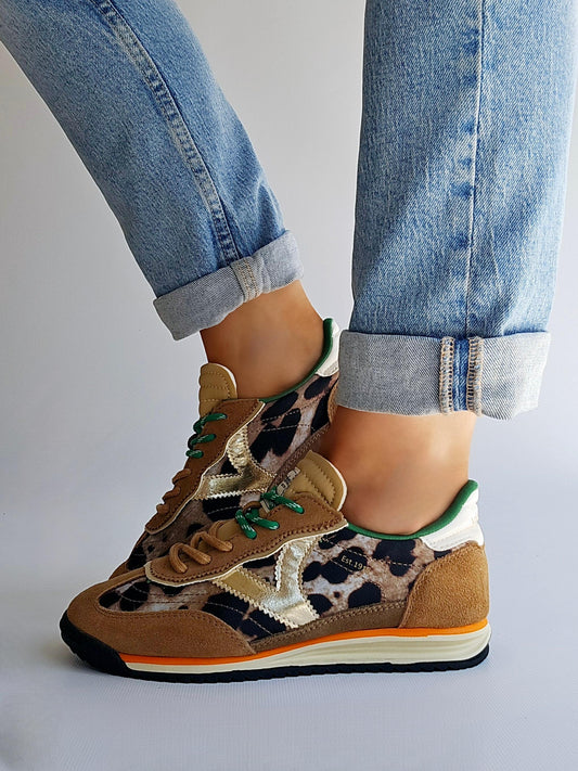 Baskets Victoria - SATURNO running Léopard double lacet