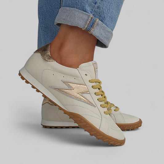 Baskets Semerdjian Mary D279 Blanc crème & Doré