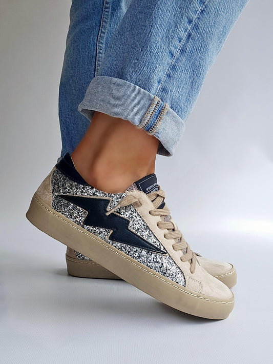 Baskets éclair Corina glitter Argenté