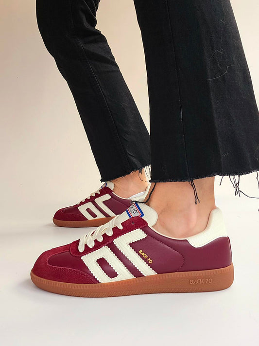 Baskets Back70 cuir matelassé Bordeaux