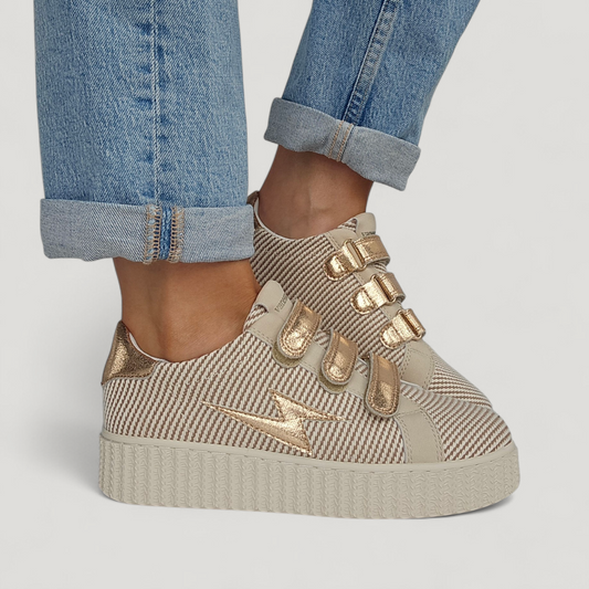 Baskets Vanessa Wu - MAGGIE Rayure Taupe