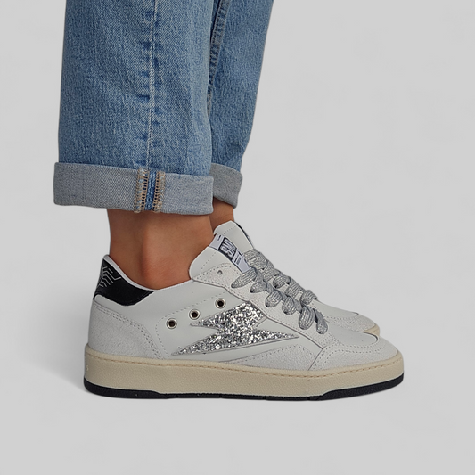 Baskets Semerdjian Dany D342 Blanc & Glitter Argent