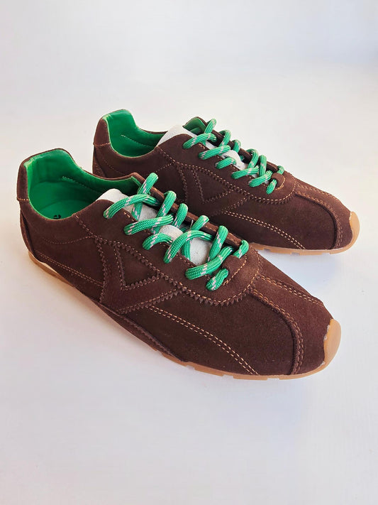 Baskets Victoria ASTER cuir fendu Chocolat