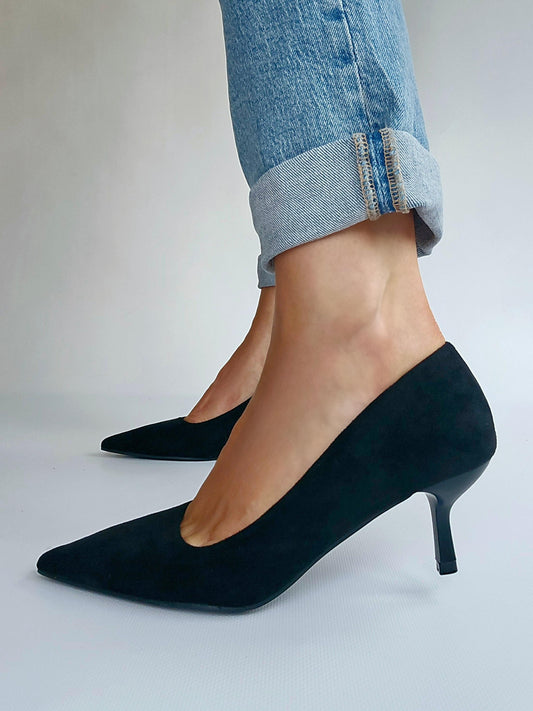 Escarpins petit talon suédine Noir