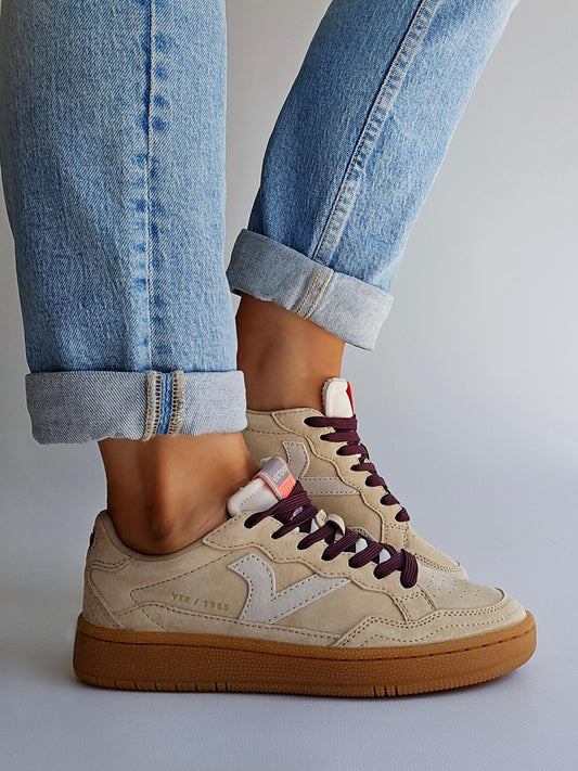 Baskets Victoria - SMASH semelle mémoire de forme Beige & bordeaux