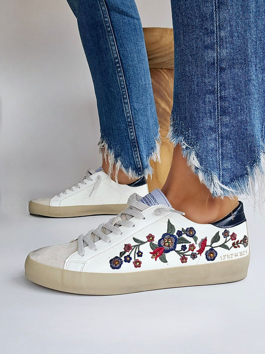 Baskets Corina Fleur Bleu