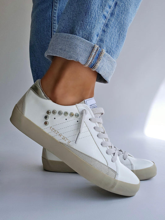 Baskets éclair Corina détails rivets Blanc