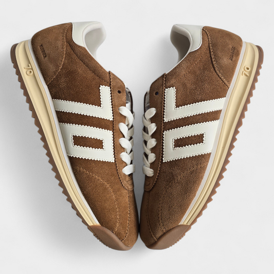 Baskets Back70 Jogger Runner Homme – Sneaker rétro running en daim Camel