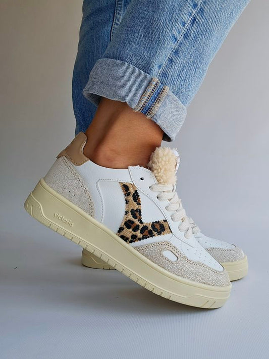Baskets Victoria - Seùl Leopard & languette sherpa