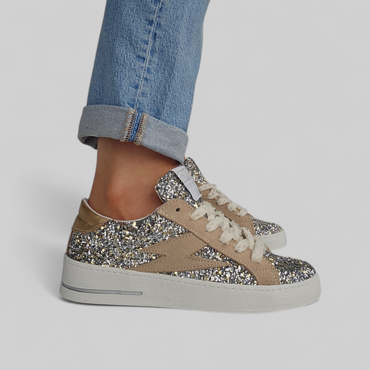 Baskets Semerdjian Maya B480 glitter Argent - Doré & Beige