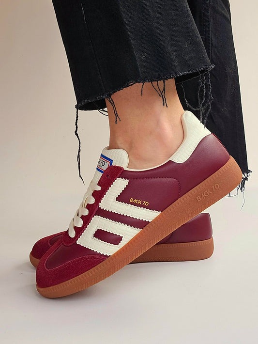 Baskets Back70 cuir matelassé Bordeaux
