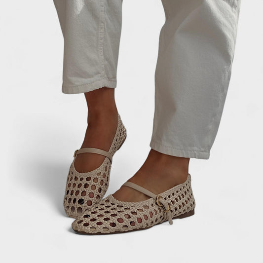 Babbies tressées bride réglable – Beige