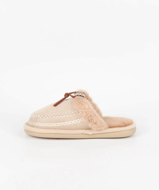 Mules fourrées mocassin Beige