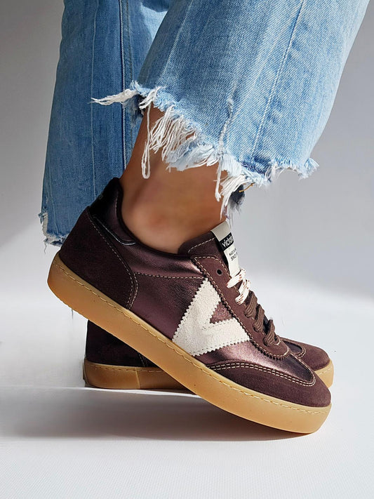 Baskets Victoria BERLÍN CICLISTA effet cuir & cuir tendu Moka