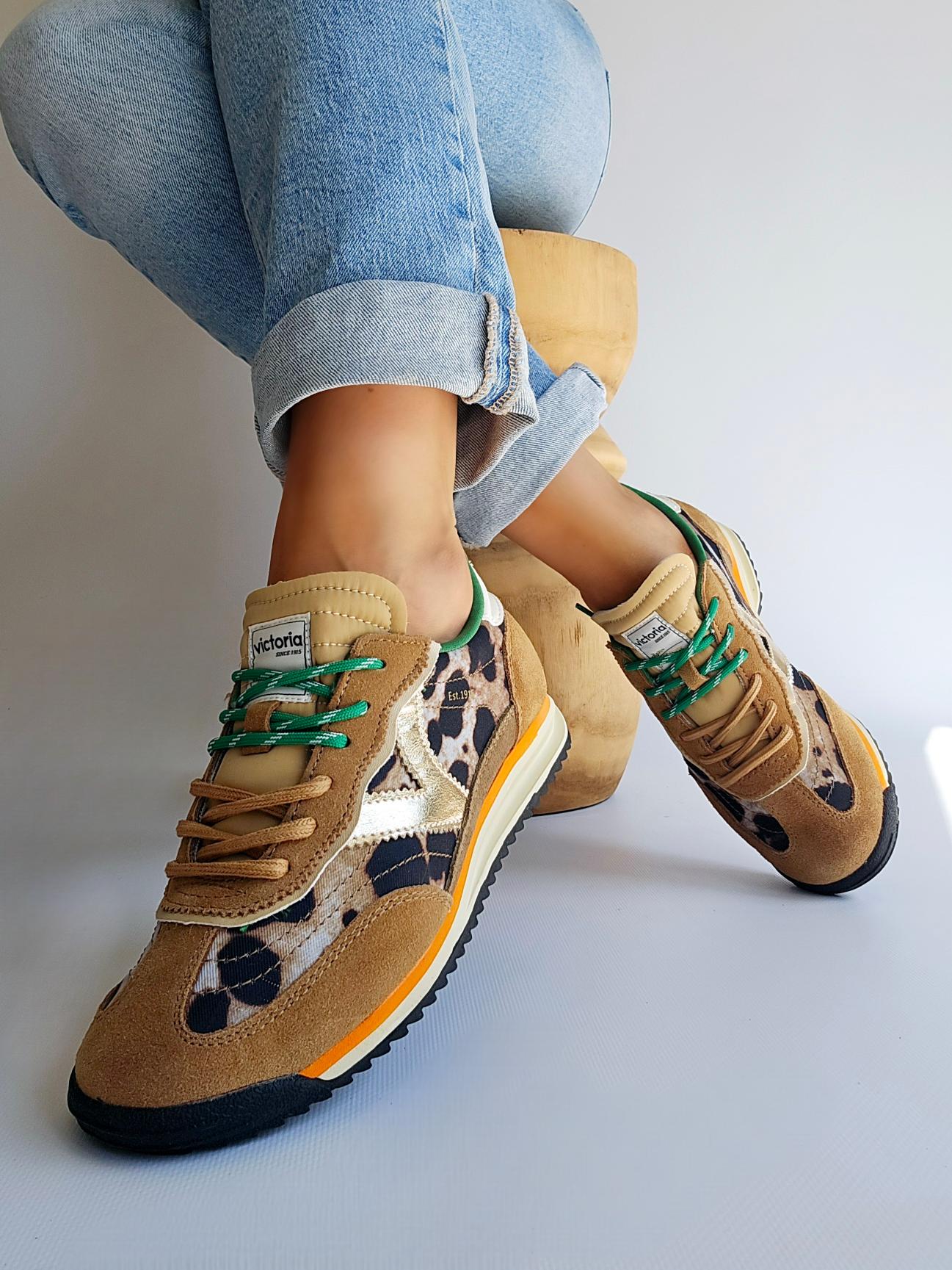 Baskets Victoria - SATURNO running Léopard double lacet
