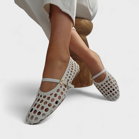 Babbies tressées bride réglable - Blanche