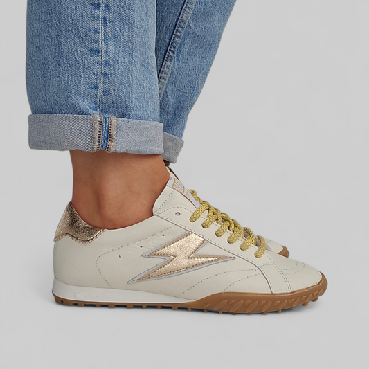 Baskets Semerdjian Mary D279 Blanc crème & Doré