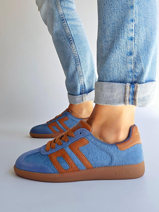 Baskets Back70 cloud poulain Bleu & Camel