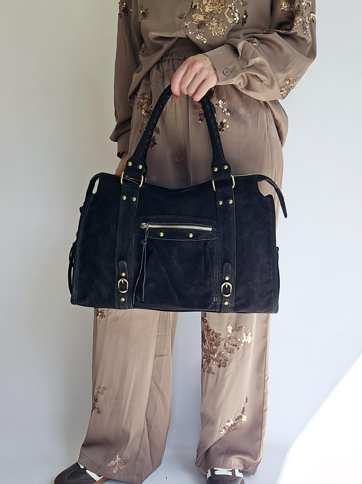 Sac Balou grand modèle daim Noir